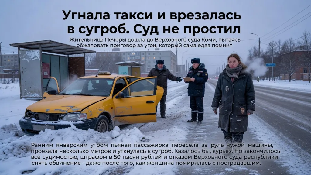 Угнала такси и врезалась в сугроб. Суд не простил
